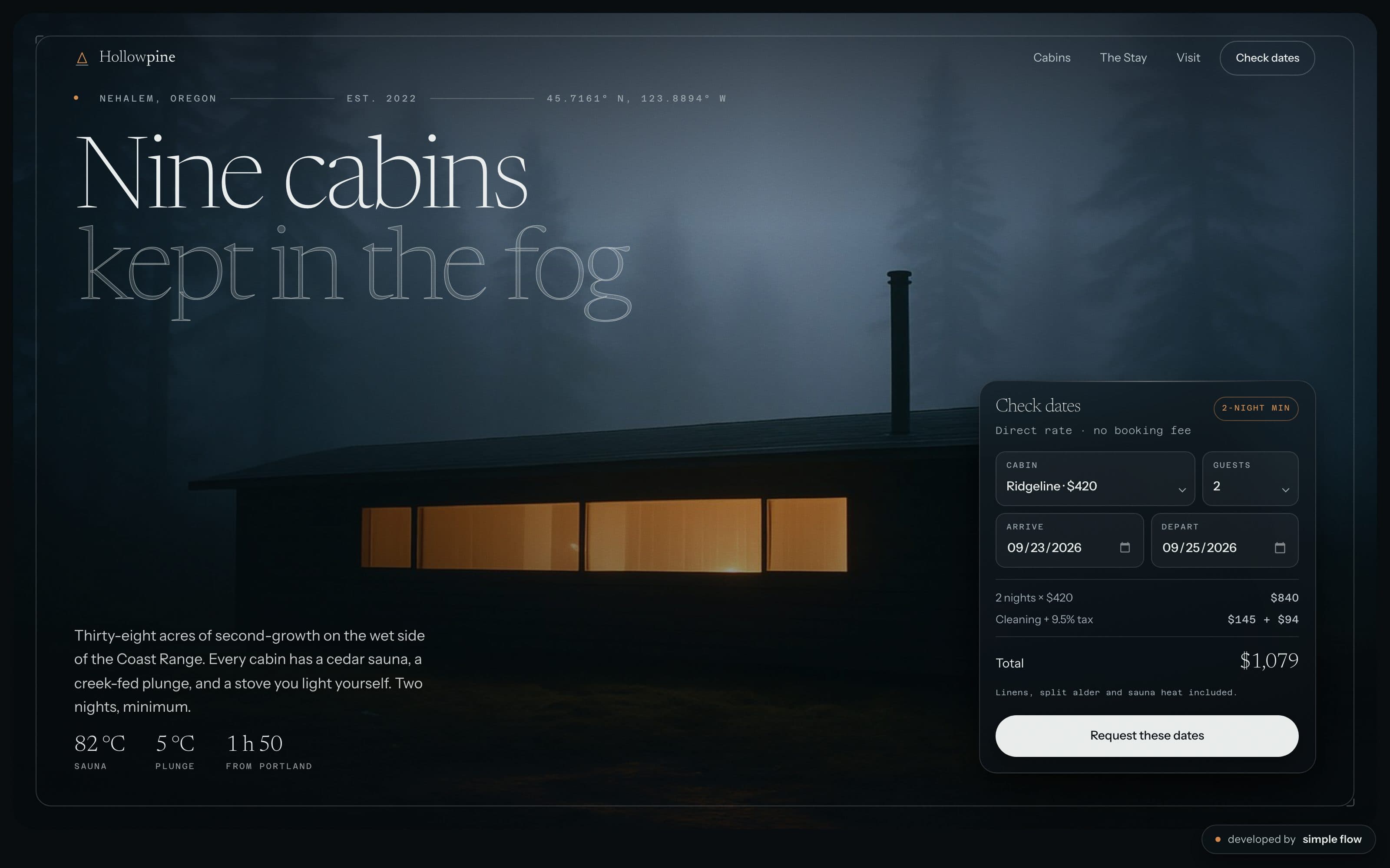 Hollowpine demo site homepage